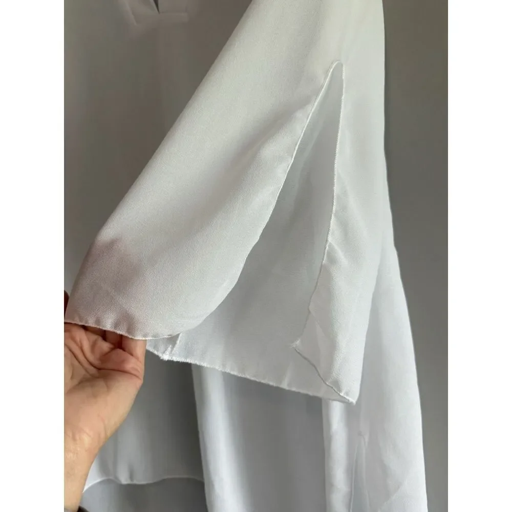 Shore Shapes White Sheer Beach Coverup Flare Sleeve Asymmetric Hem Relaxed 2X